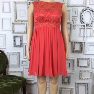 Filly Fair | Coral Lace Boat Neck Low Back Dress